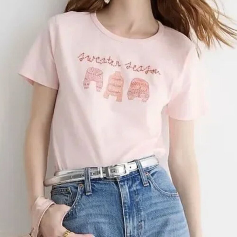 J. Crew Sweater Weather‎ Graphic T-shirt  in Pink, Size XS